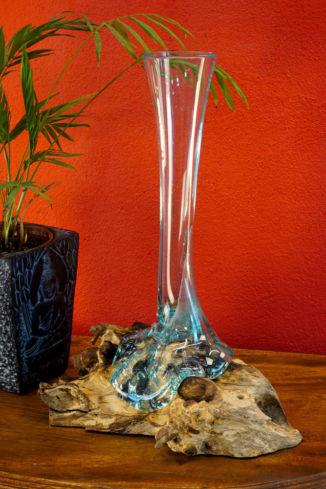Root Wood Glass Vase Glass Vase Root Wood Teak Root Vase Decoration Gift Medium 