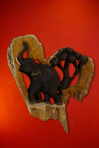 Elephant Wall Relief Carving