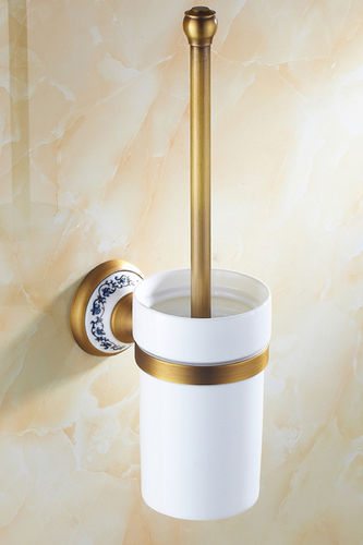 Toilet brush with brass and ceramics