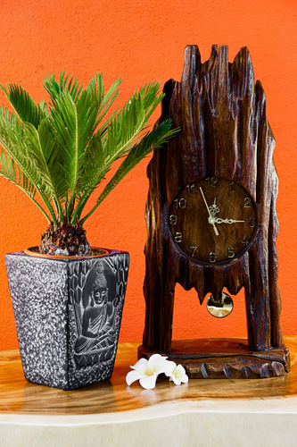 Root Wood Standing Clock