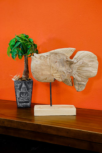 Teak Wurzelholz Fisch Skulptur