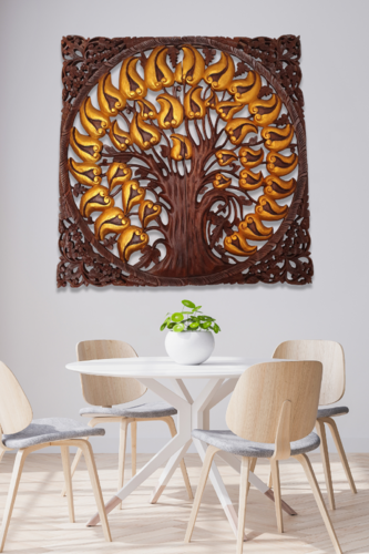 Holz Wandbild Bodhi Baum