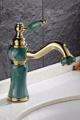 Brass Retro Faucet Green Marble