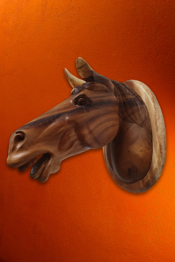 Wood wall trophy horse